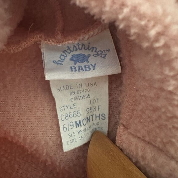 Vintage Fleece Infant Hooded One Piece Hartstrings 6/9 Months Girls - Picture 3 of 6